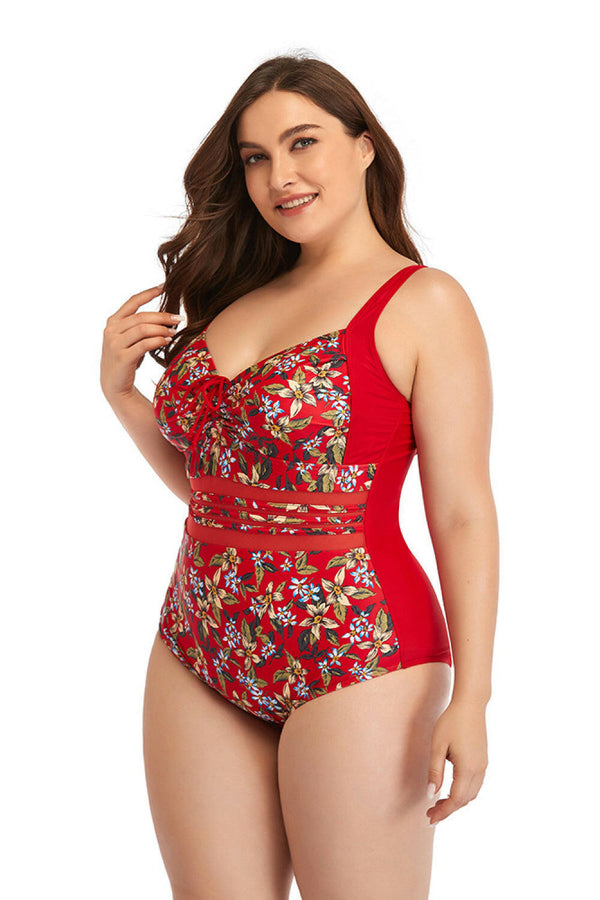 Floral Drawstring Detail One-Piece Swimsuit for Stylish Summer