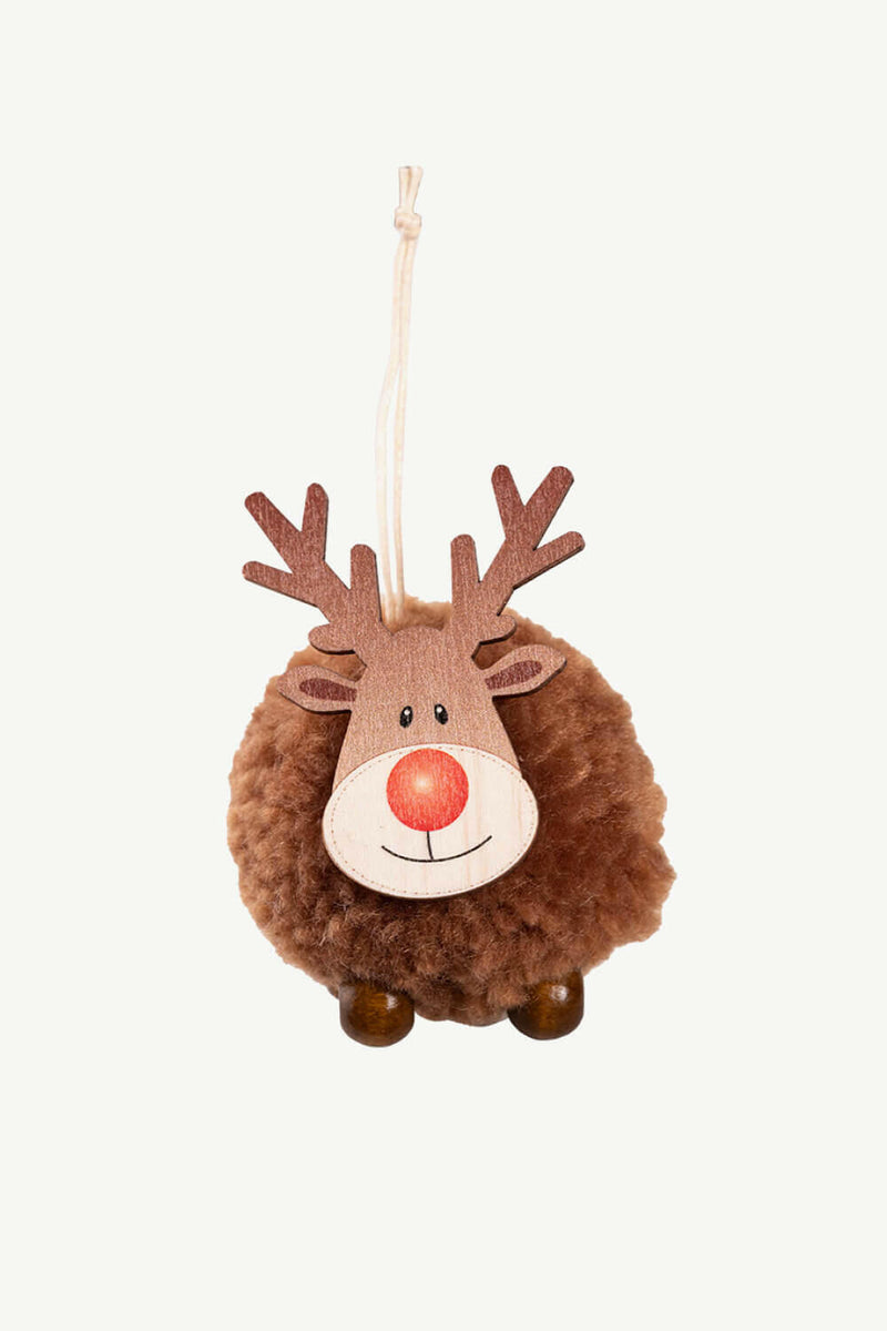 4-Pack Christmas Sherpa Reindeer Hanging Widgets - Festive Decor