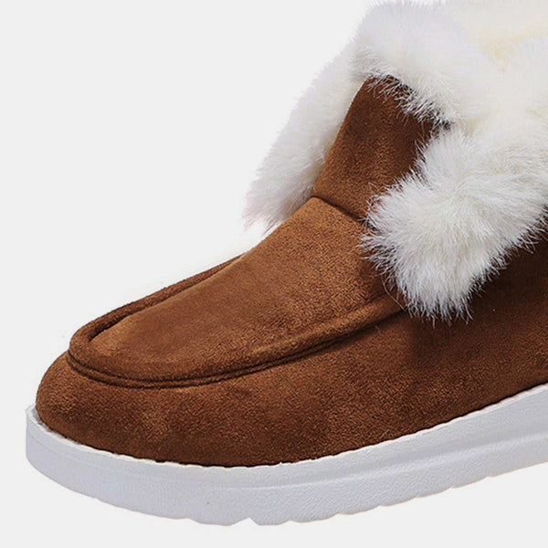 Furry Suede Snow Boots - Stylish & Comfortable Footwear