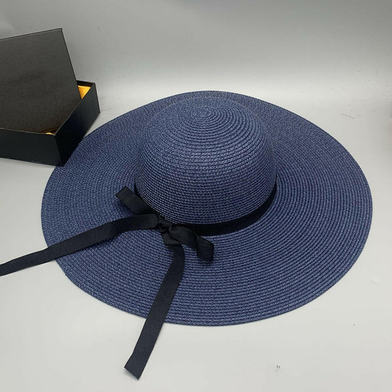 Bow Paper Braided Wide Brim Hat - Stylish and Comfortable Accessory