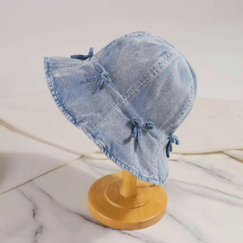 Bow Trim Denim Hat - Stylish and Comfortable