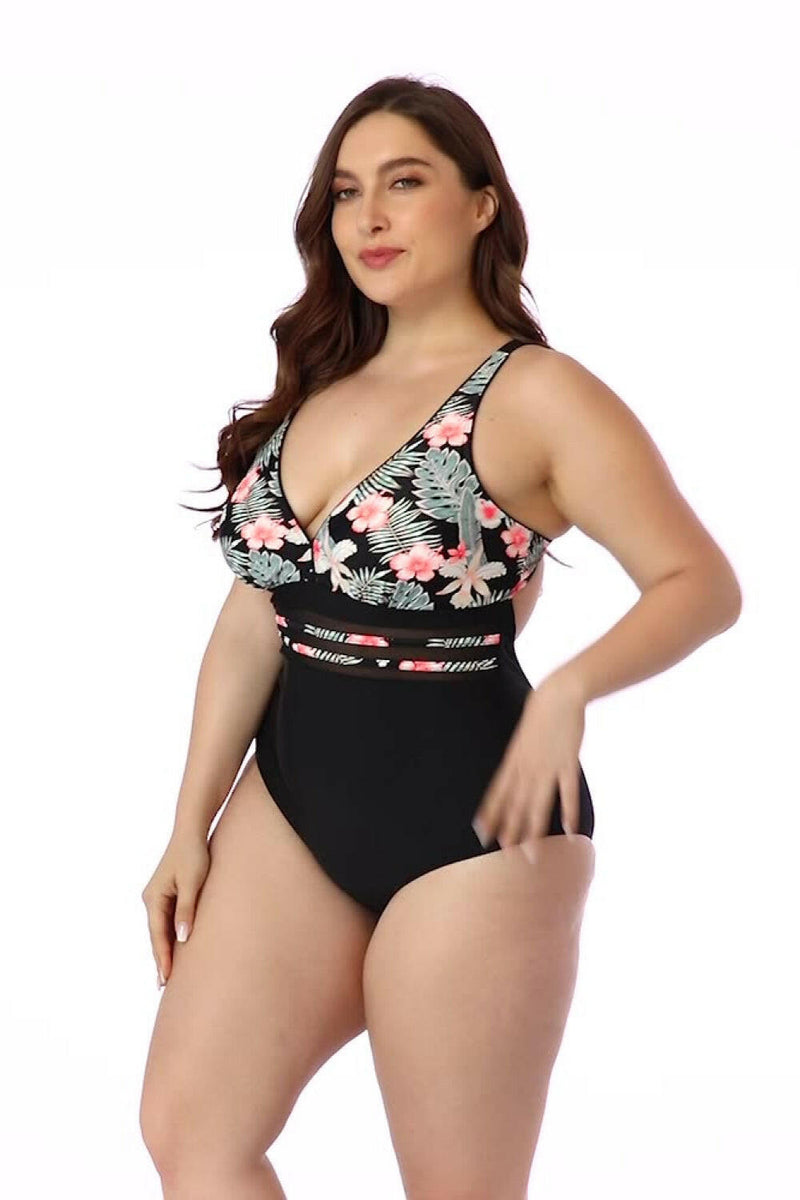 Floral Cutout Tie-Back One-Piece Swimsuit for Summer Fun