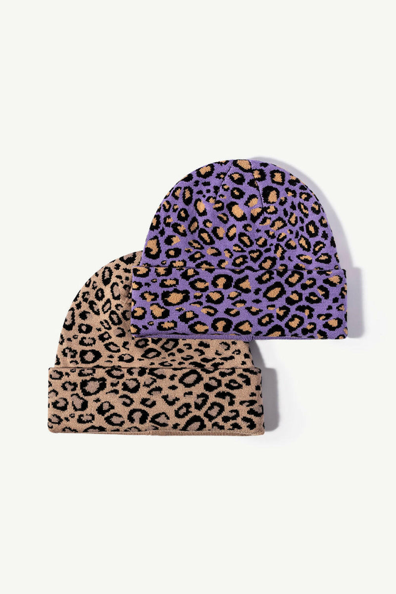 Leopard Pattern Cuffed Beanie - Stylish and Warm Accessory