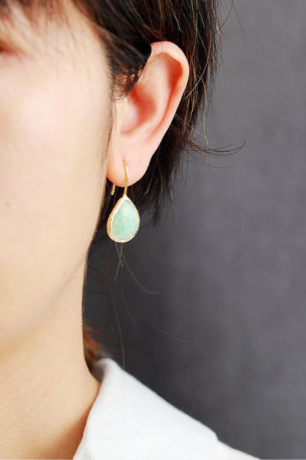 Handmade Natural Stone Teardrop Earrings 