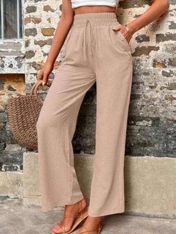 Tied High Waist Wide Leg Pants with Pockets - Chic & Comfortable