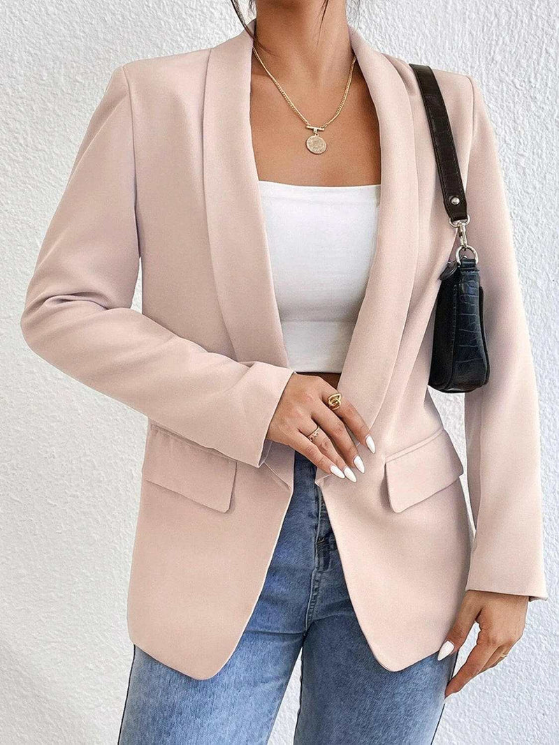 Shawl Collar Long Sleeve Blazer - Stylish & Versatile Wear