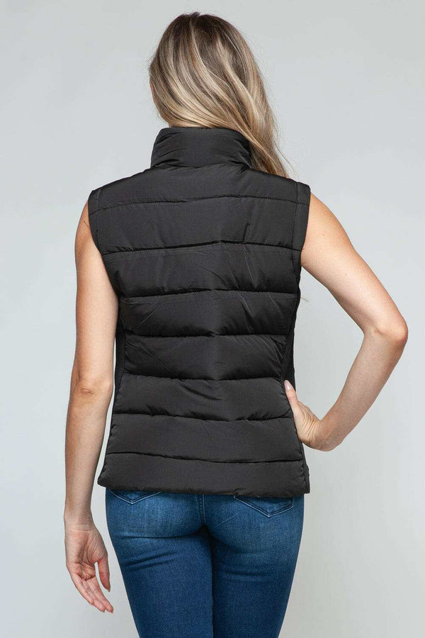 Snobbish Zip Up Turtleneck Vest with Pockets for Style