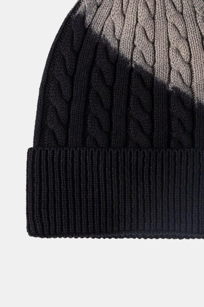 Contrast Tie-Dye Cable-Knit Cuffed Beanie - Stylish and Comfy