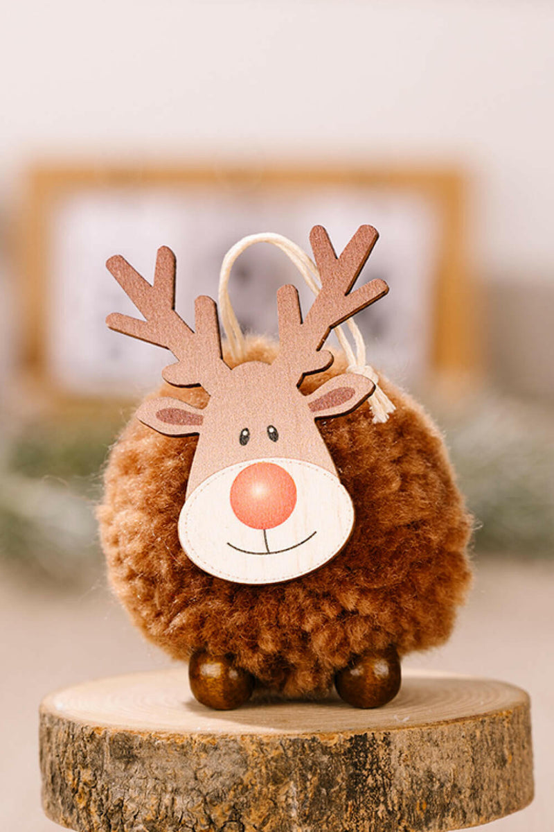 4-Pack Christmas Sherpa Reindeer Hanging Widgets - Festive Decor