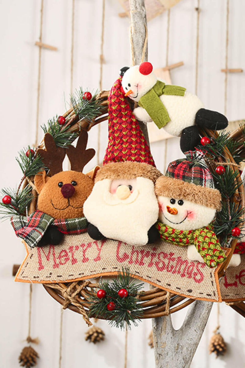 Christmas Element Rattan Wreath Ornaments for Festive Decor