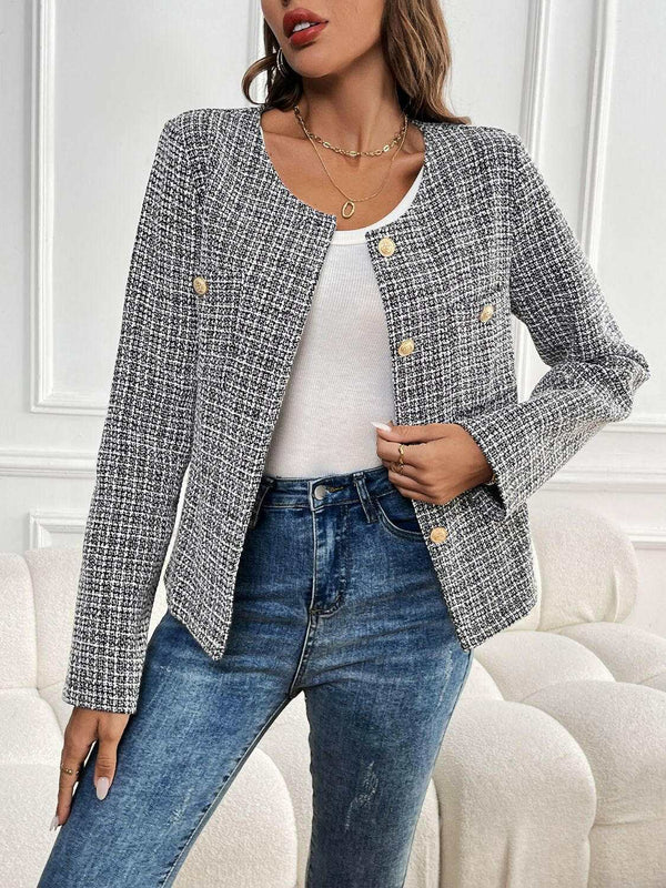 Perfee Plaid Long Sleeve Outerwear - Stylish & Comfortable