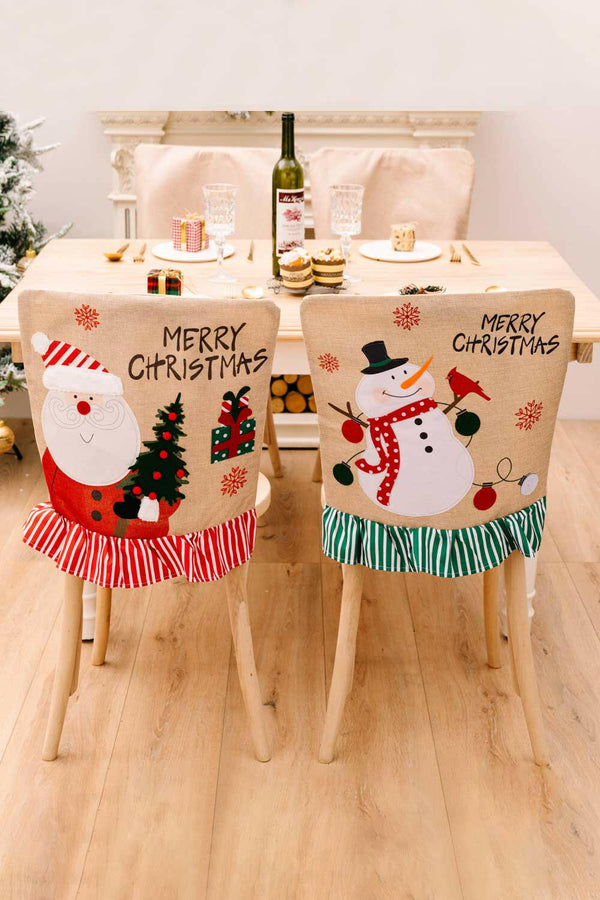 2-Pack Christmas Snowman Chair Covers - Festive Holiday Decor