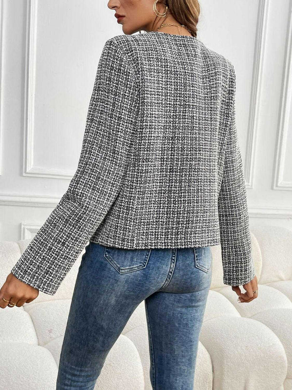 Perfee Plaid Long Sleeve Outerwear - Stylish & Comfortable