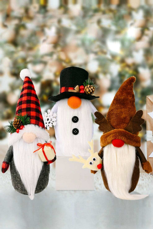 3-Pack Christmas Faceless Gnomes - Festive Decor Set