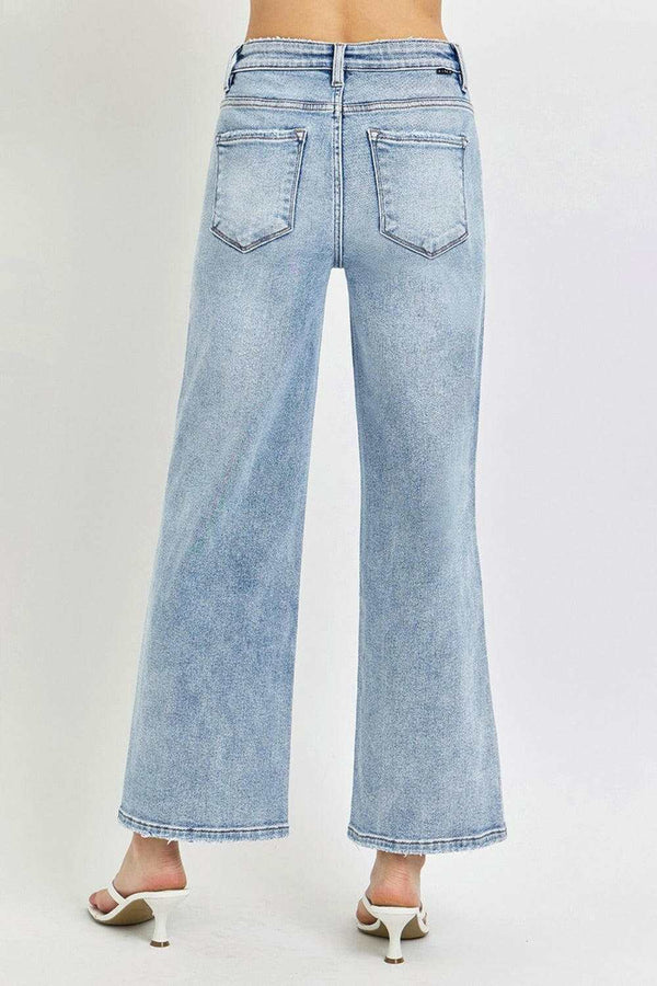 RISEN Full Size Tummy Control High Rise Crop Wide Leg Jeans