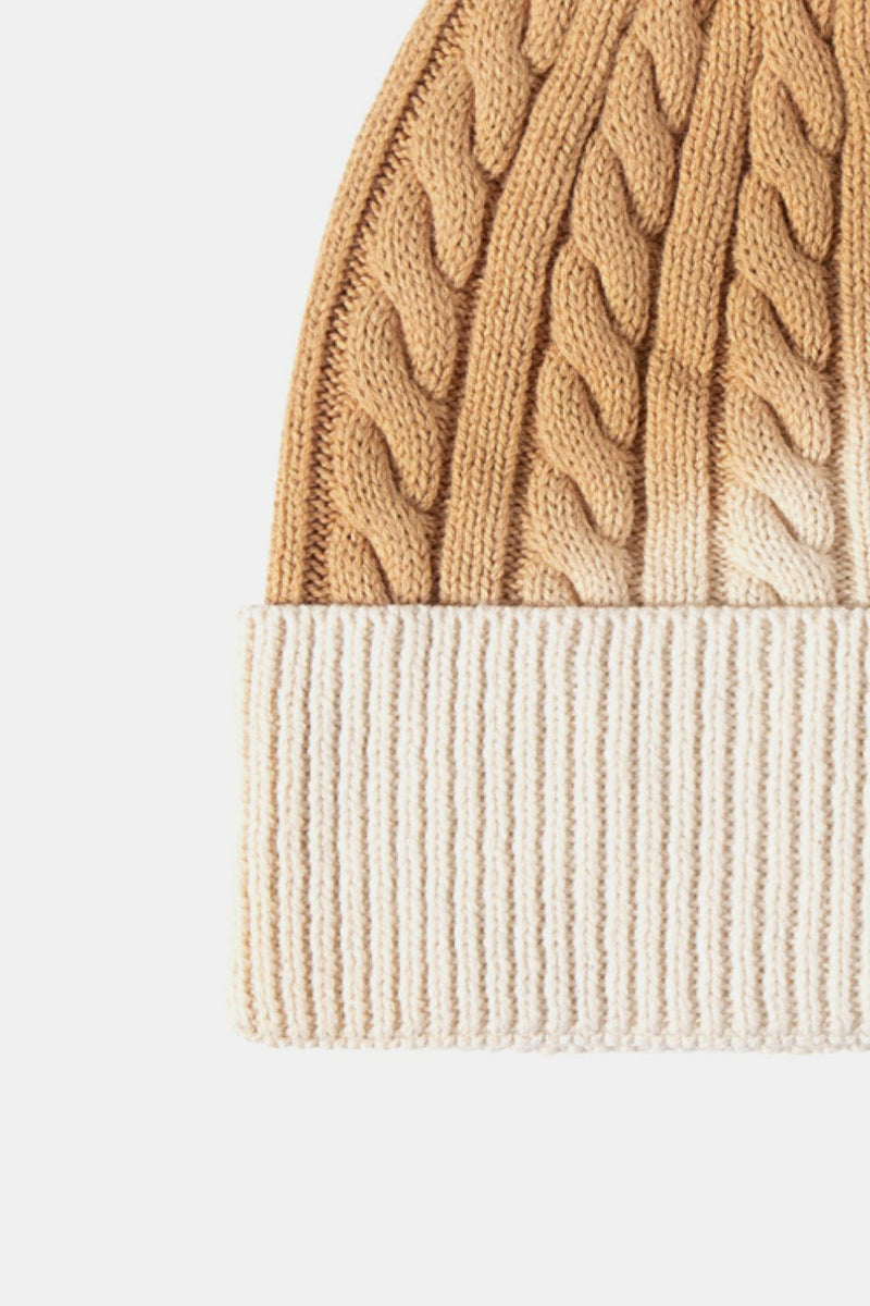 Contrast Tie-Dye Cable-Knit Cuffed Beanie - Stylish and Comfy