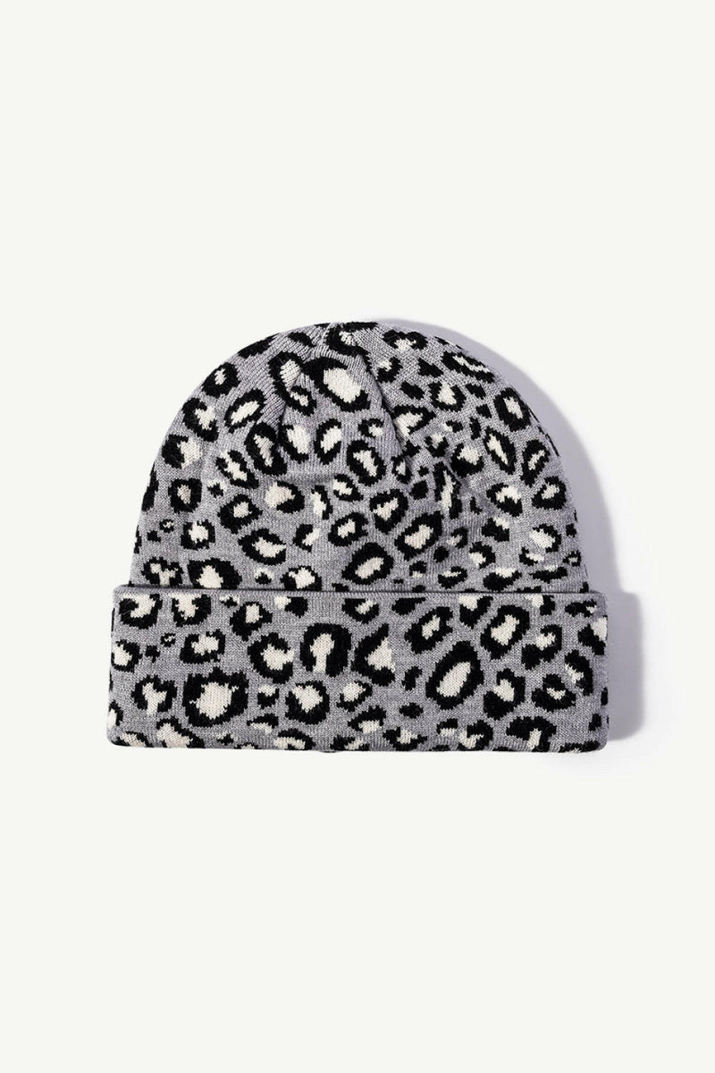 Leopard Pattern Cuffed Beanie - Stylish and Warm Accessory