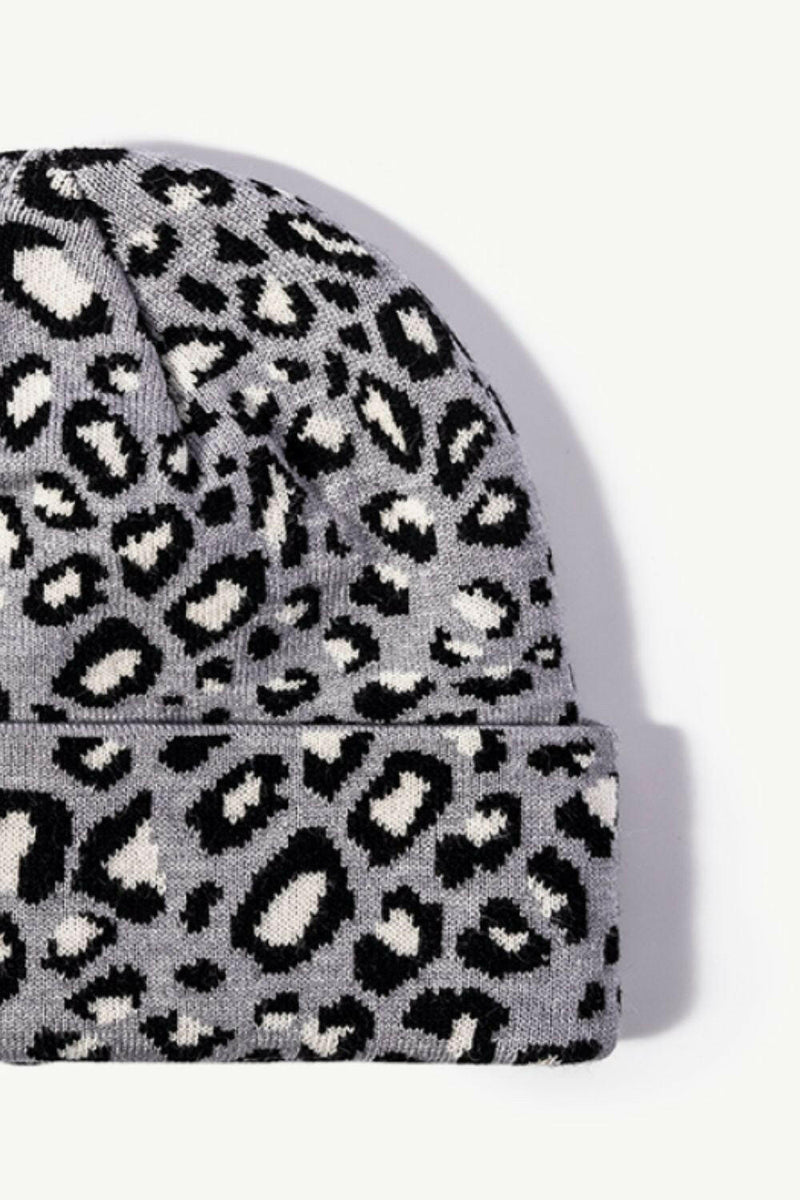 Leopard Pattern Cuffed Beanie - Stylish and Warm Accessory