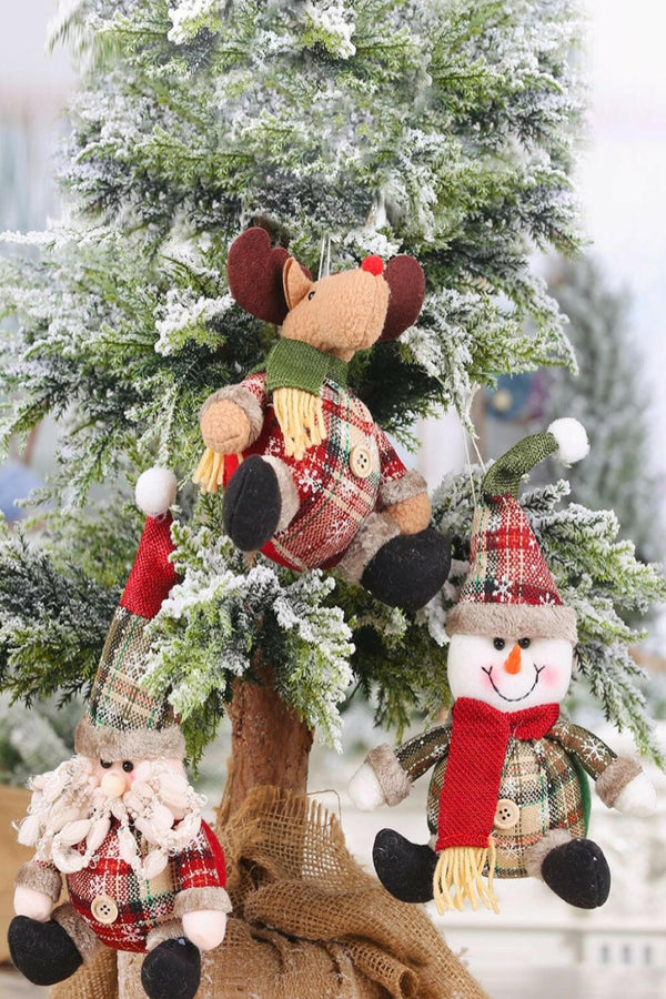 3-Pack Plush Christmas Figure Ornaments - Festive Decor