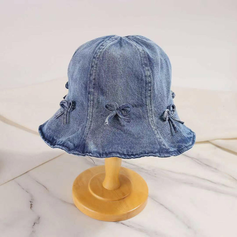 Bow Trim Denim Hat - Stylish and Comfortable