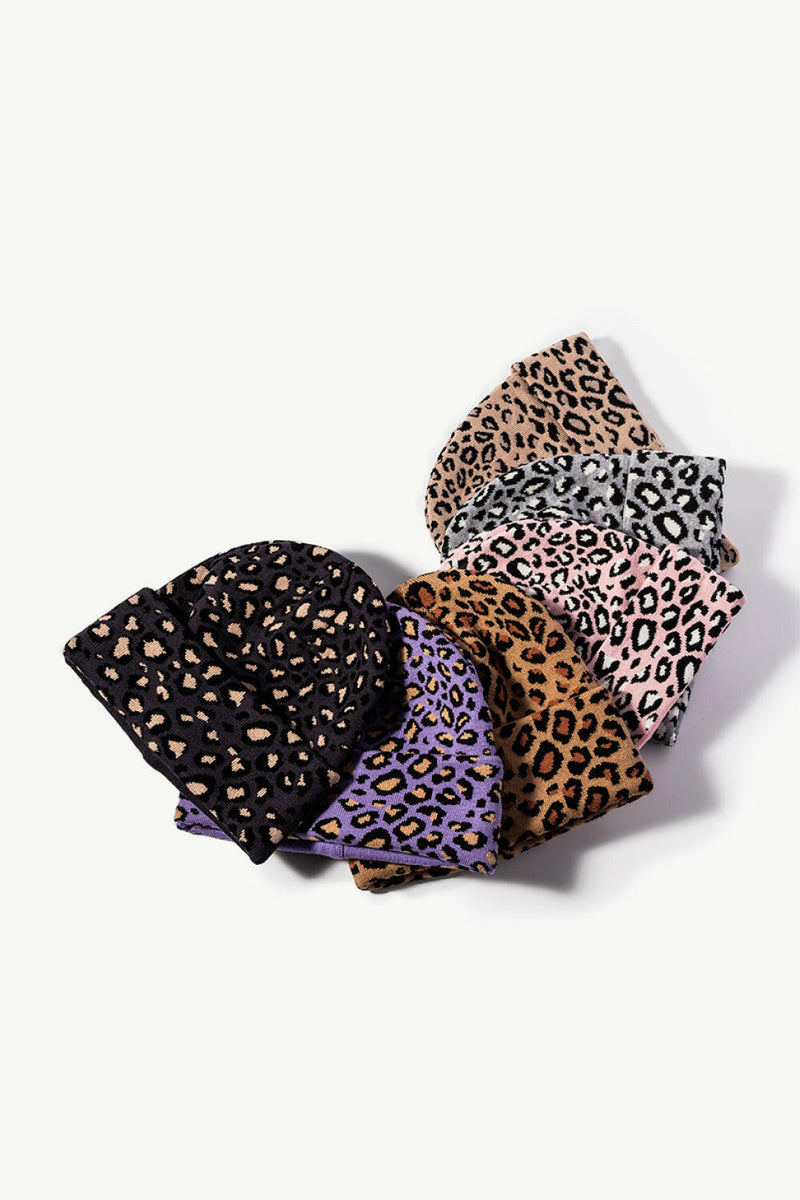 Leopard Pattern Cuffed Beanie - Stylish and Warm Accessory