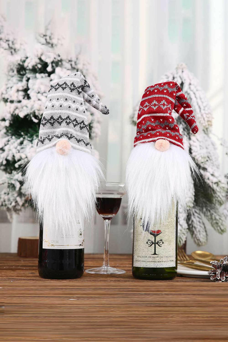 4-Pack Christmas Faceless Gnome Wine Bottle Covers - Festive Fun