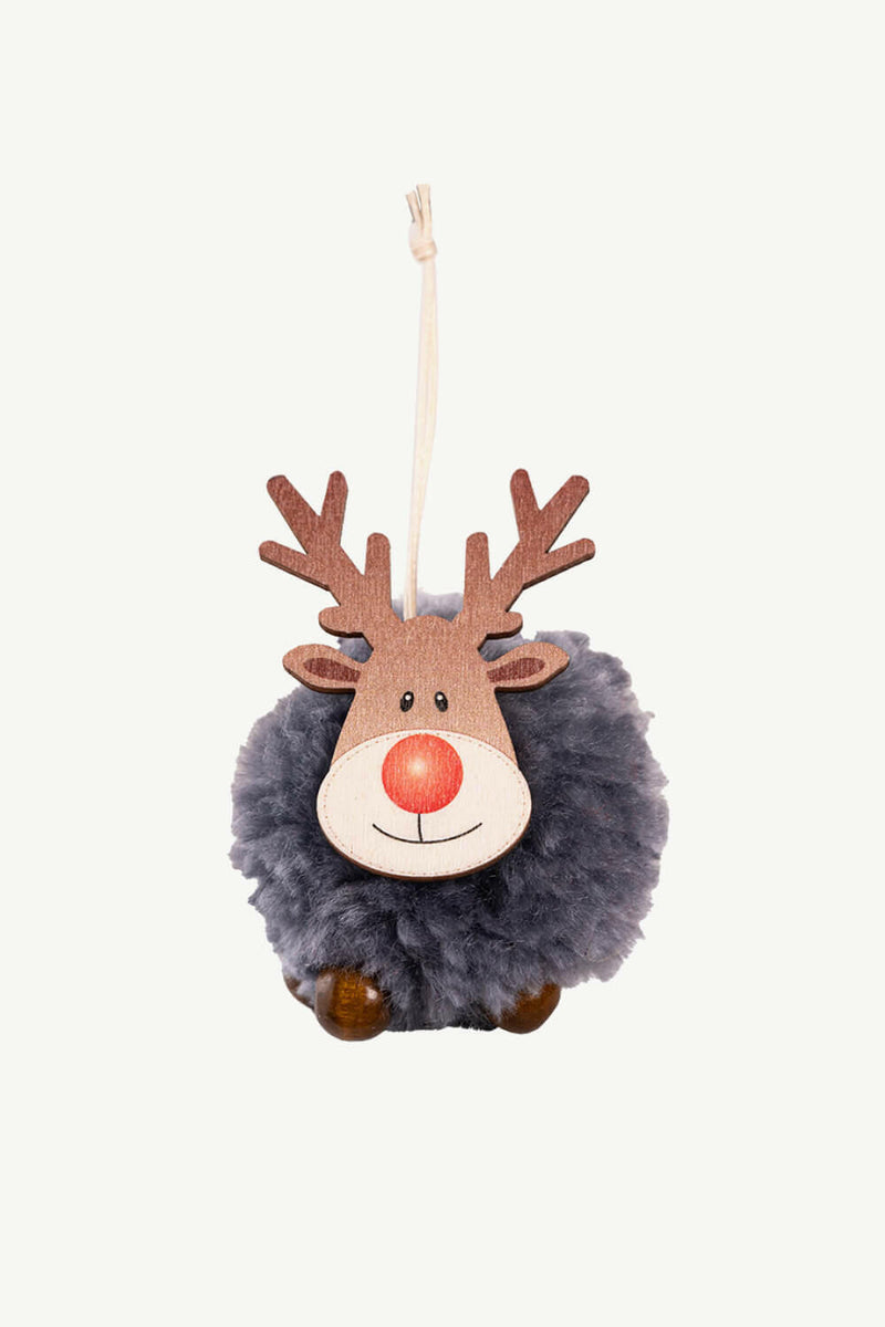 4-Pack Christmas Sherpa Reindeer Hanging Widgets - Festive Decor