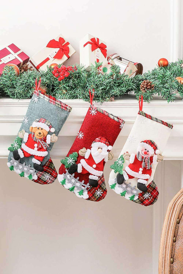 4-Pack Plaid Christmas Stockings - Festive Holiday Decor