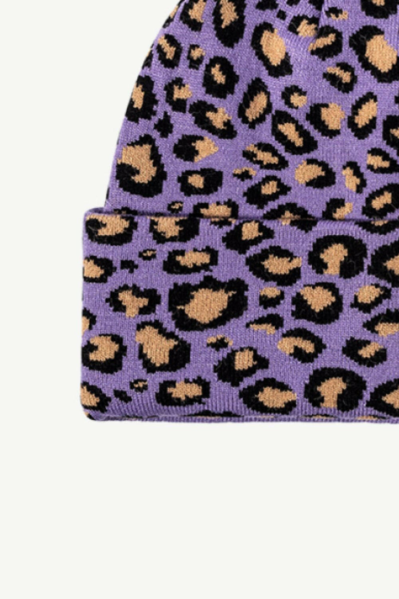 Leopard Pattern Cuffed Beanie - Stylish and Warm Accessory