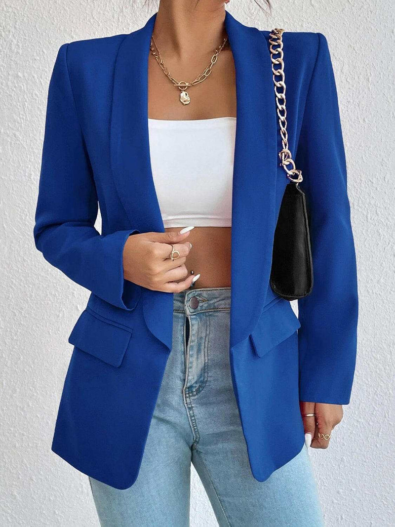 Shawl Collar Long Sleeve Blazer - Stylish & Versatile Wear