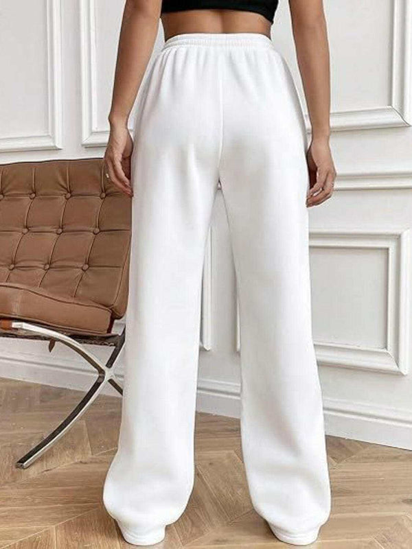 Drawstring Wide Leg Pants with Pockets for Comfort