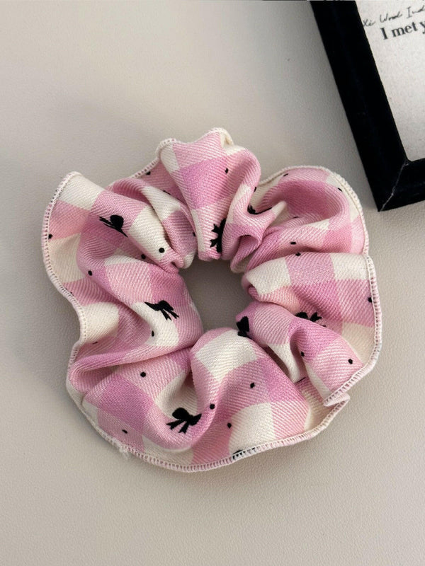 3-Piece Plaid Contrast Elastic Hair Scrunchy - Stylish & Durable