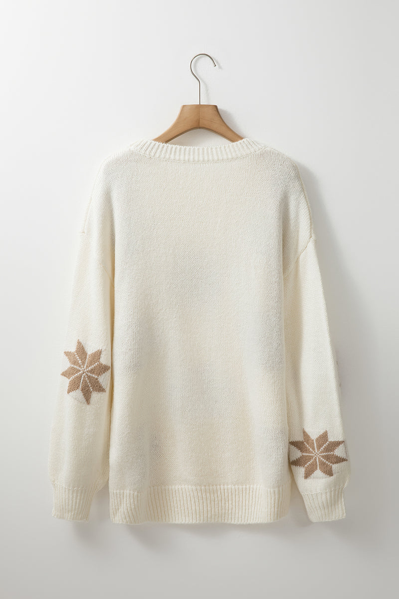 White Christmas Snowflake Pattern Tunic Sweater