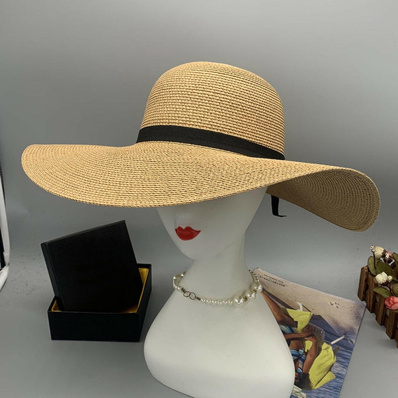 Bow Paper Braided Wide Brim Hat - Stylish and Comfortable Accessory