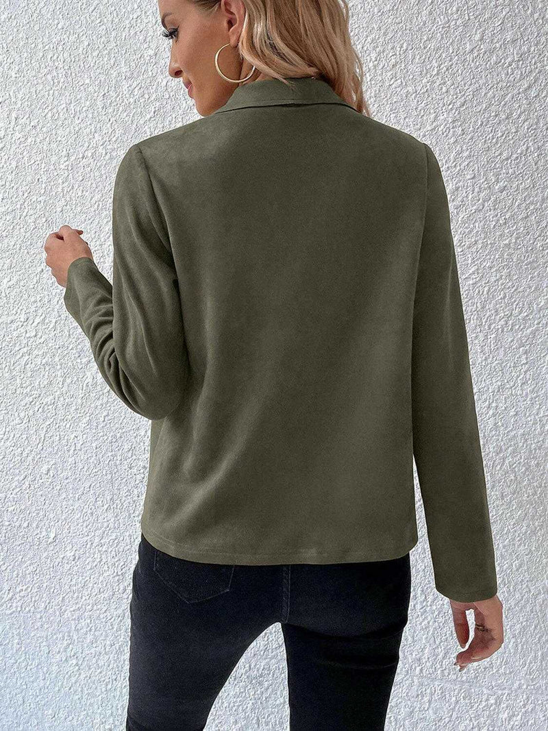 Collared Neck Long Sleeve Jacket - Stylish & Comfortable Wear