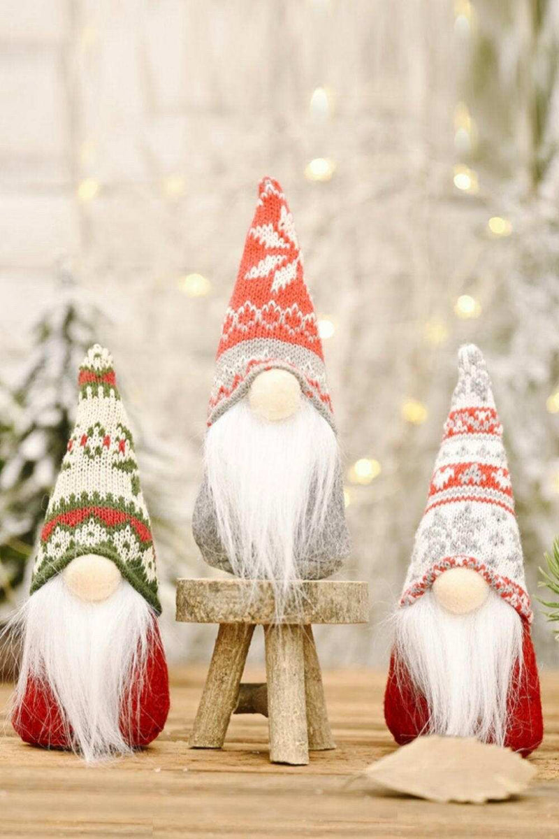 3-Pack Christmas Snowflake Hat Faceless Gnomes - Festive Decor