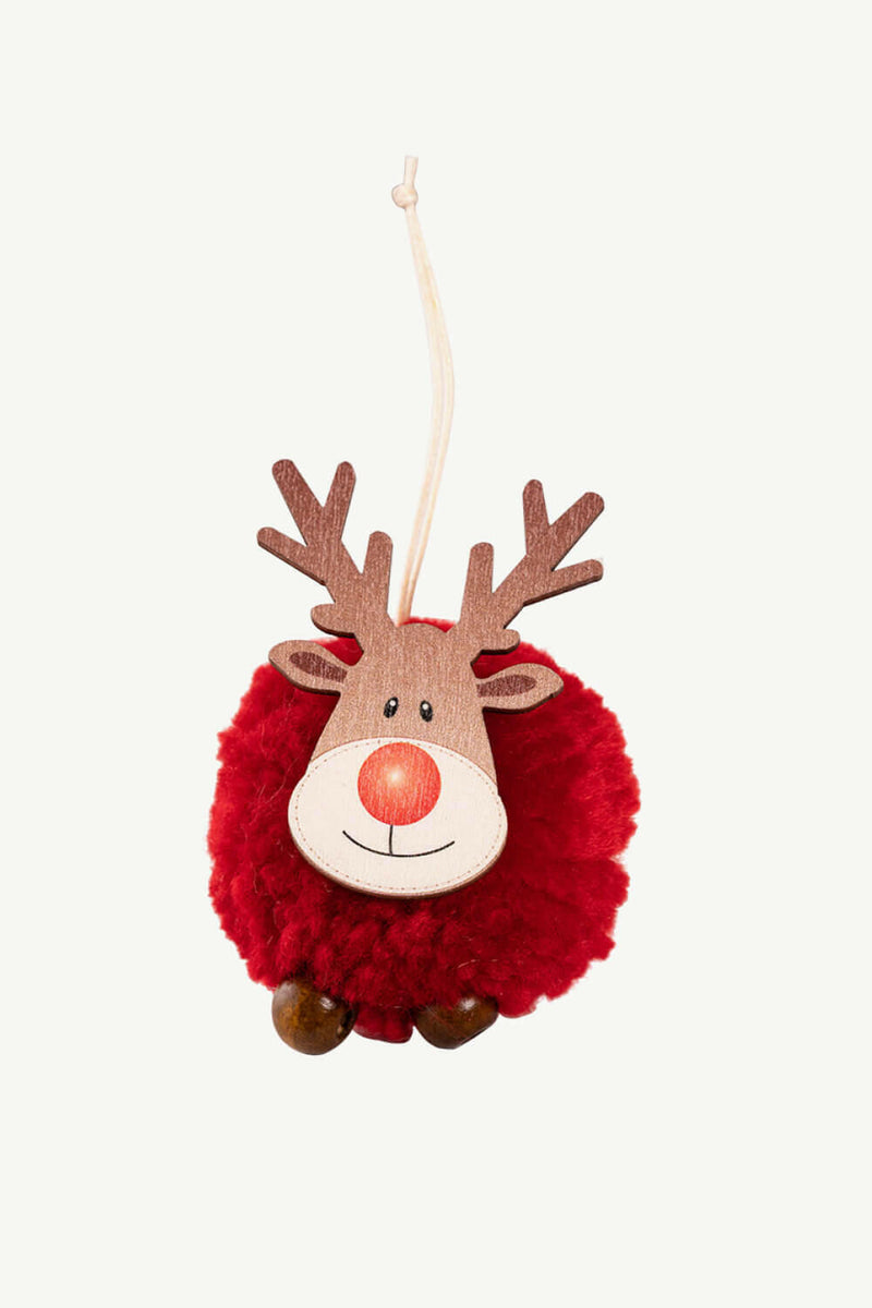 4-Pack Christmas Sherpa Reindeer Hanging Widgets - Festive Decor