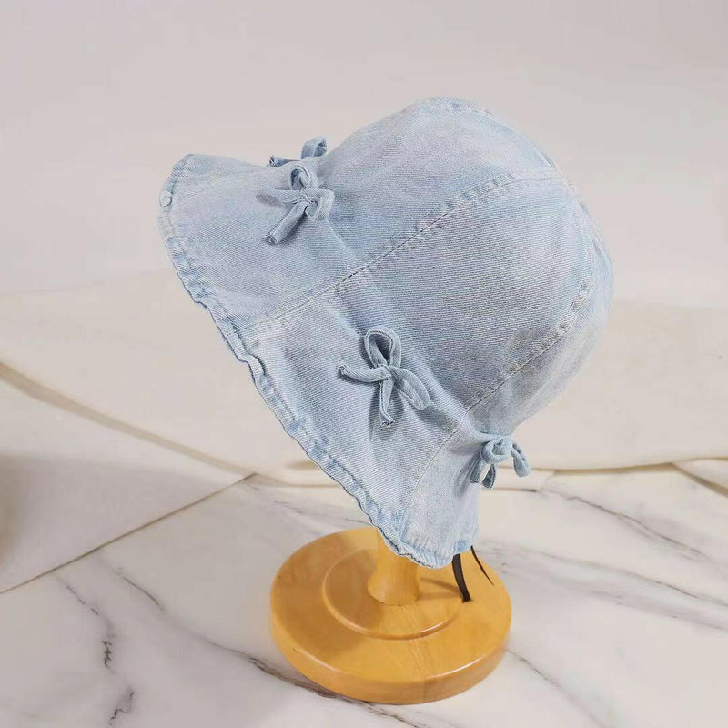 Bow Trim Denim Hat - Stylish and Comfortable