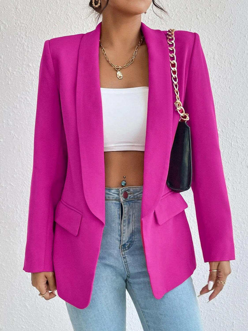 Shawl Collar Long Sleeve Blazer - Stylish & Versatile Wear