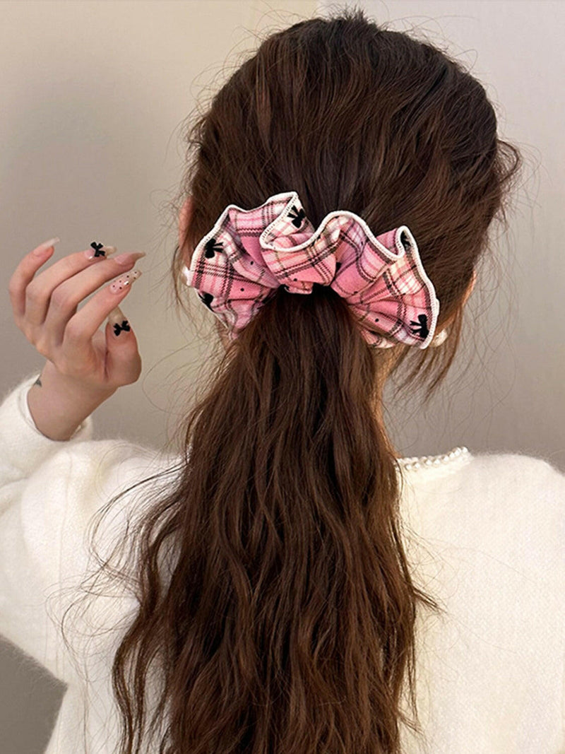 3-Piece Plaid Contrast Elastic Hair Scrunchy - Stylish & Durable