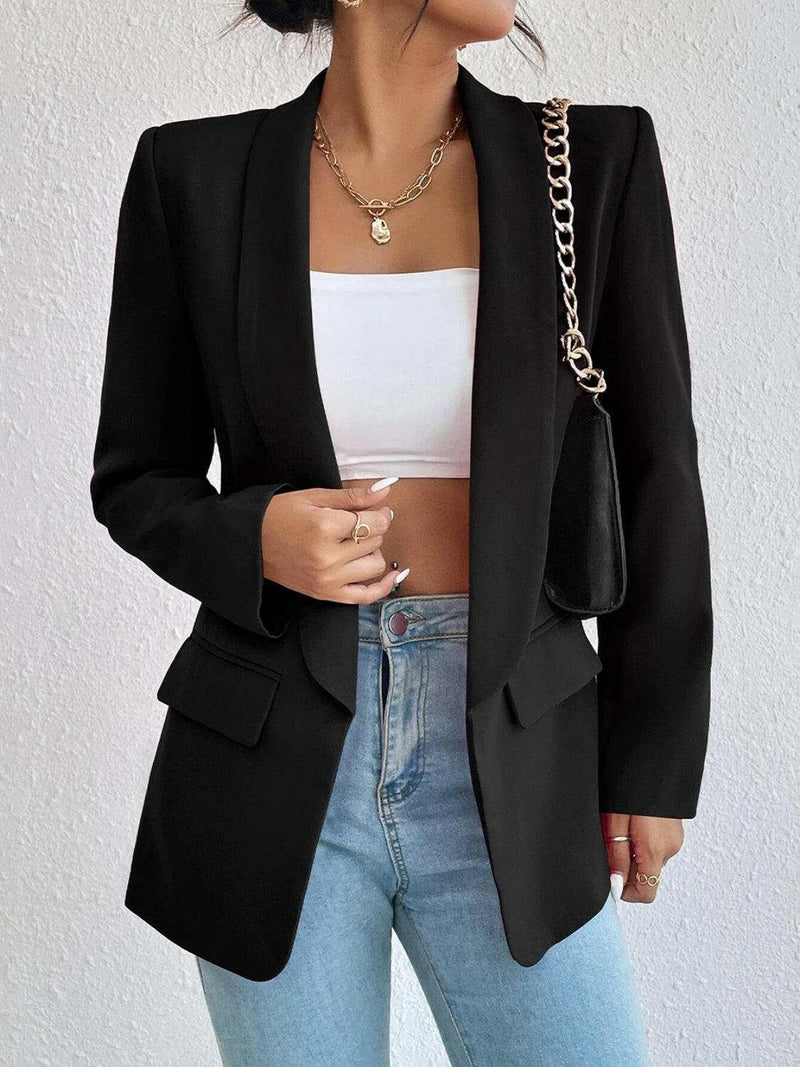 Shawl Collar Long Sleeve Blazer - Stylish & Versatile Wear